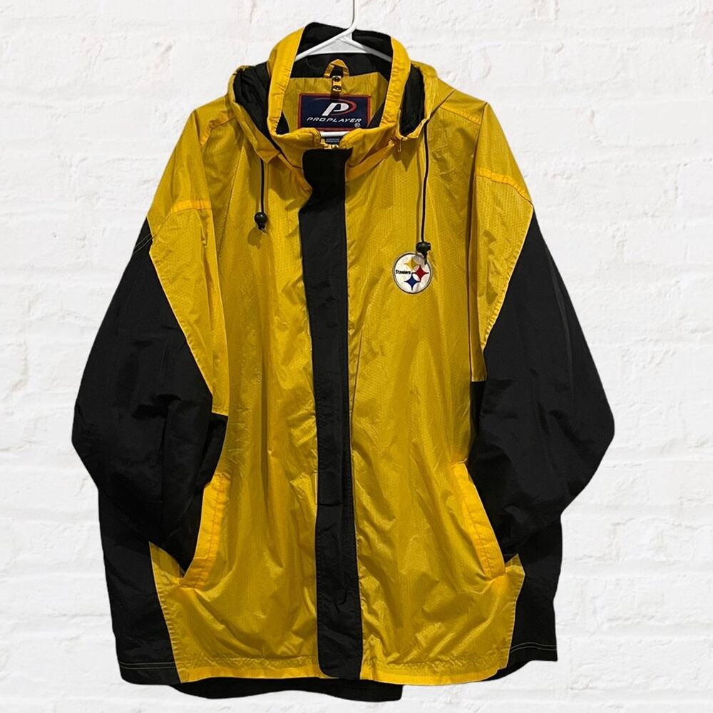 Vintage Pro Player Pittsburgh Steelers Yellow and‎ Black Rain Jacket Men’s sz XL